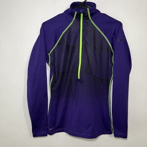 Nike Pro 1/2 Zip Athletic Pullover Jacket Top Womens Size Medium Purple Long Slv